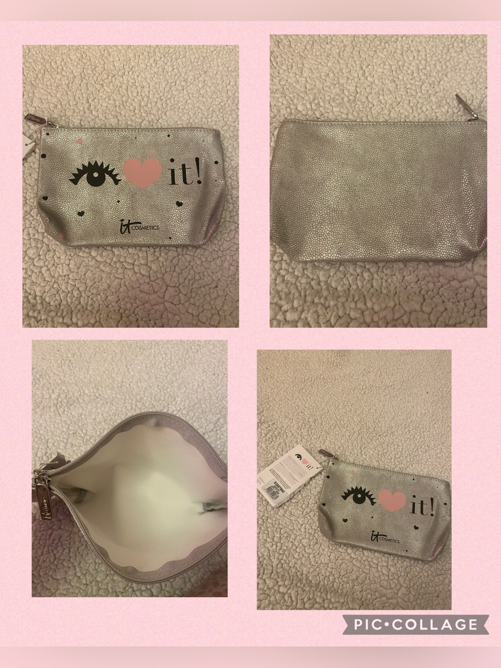 It Cosmetics Small cosmetics bag silver (eye ♥️IT!) detail limited editi…